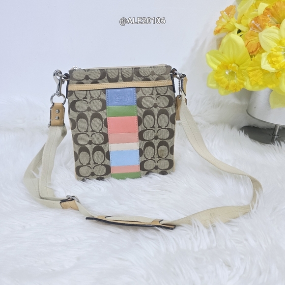 Coach Signature Stripe Crossbody Bag - Picture 1 of 14